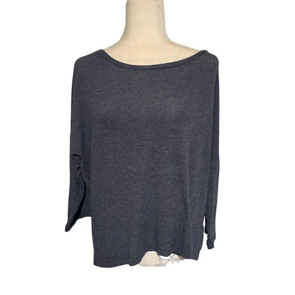 velvet graham spencer Womens Navy Blue Long Sleeve Over Sized Sweater Top Small